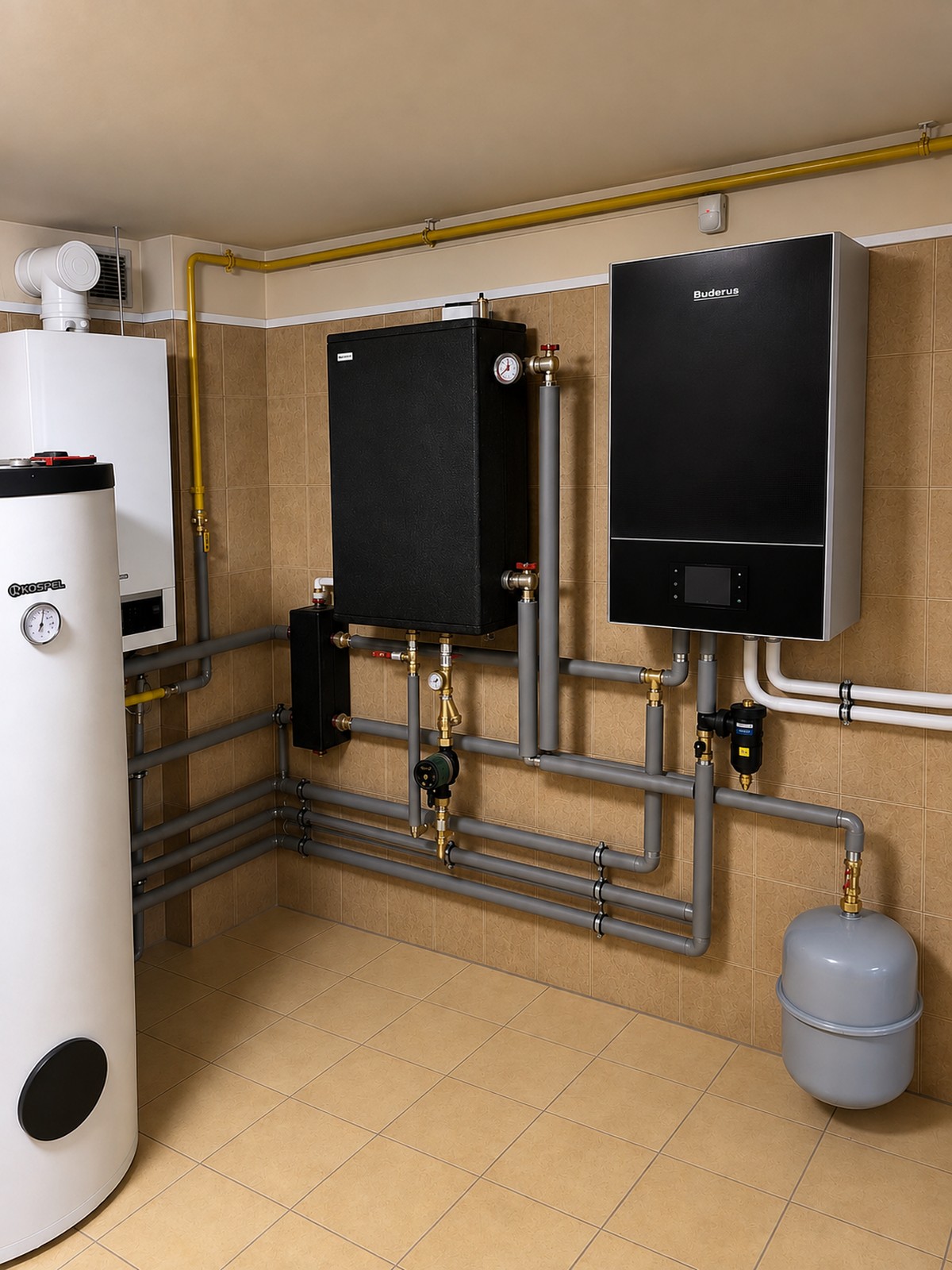Profesjonalna kotłownia z kotłem gazowym Buderus i Gospef – instalacje grzewcze Białystok